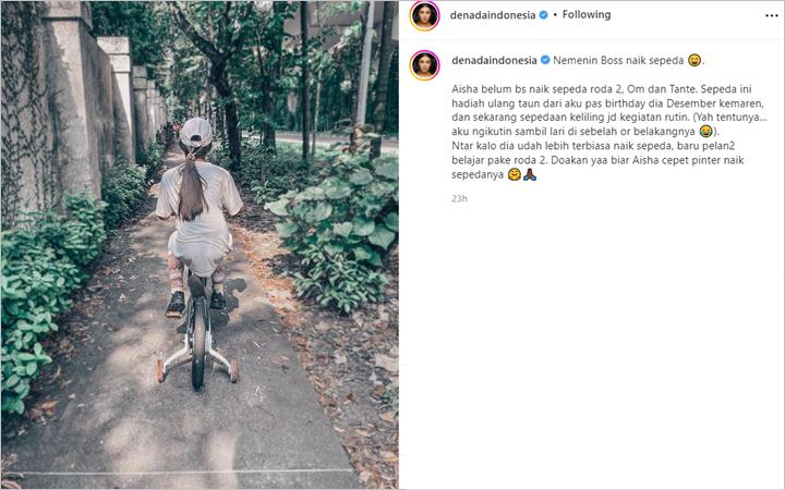 Denada Pamer Momen Temani Aisha Sang Putri Mulai Bersepeda, Doanya Disorot