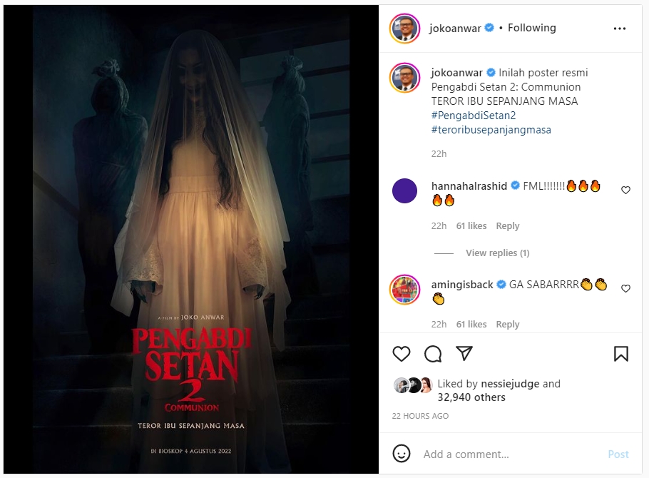 Poster Resmi Film \'Pengabdi Setan 2: Communion\' Dirilis, Aming Beri Komentar Begini