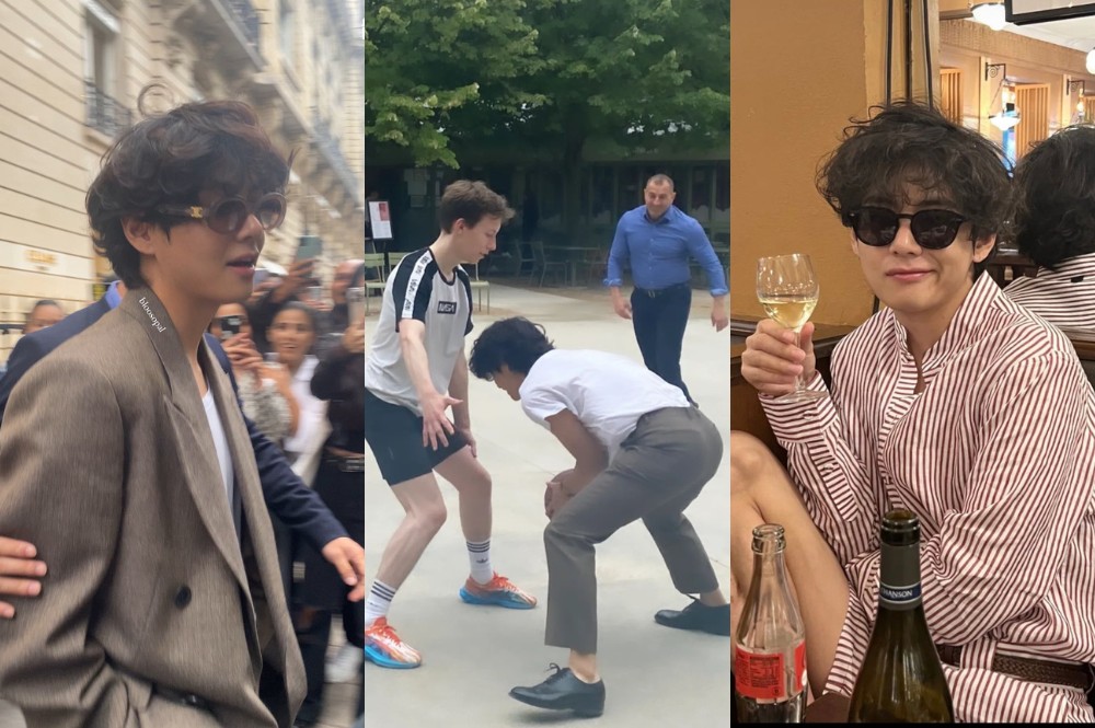 V BTS Tampak Main Basket Hingga Asyik Minum Sebelum Hadiri Acara Celine di Paris