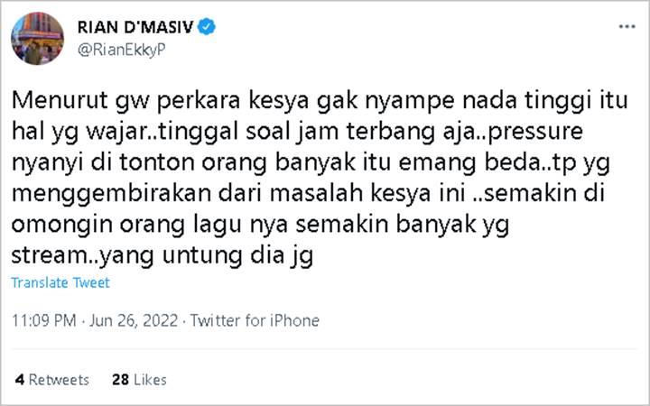 Bela Keisya Levronka yang Makin Dihujat Usai Fals Lagi, Rian D’Masiv Soroti Hal yang Menggembirakan