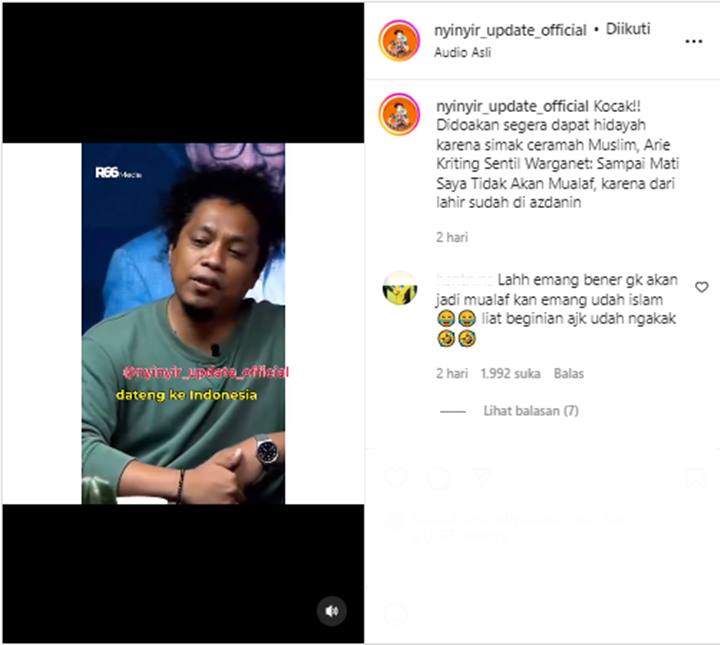 Kocak! Arie Kriting Beri Jawaban Begini Saat Didoakan Jadi Mualaf