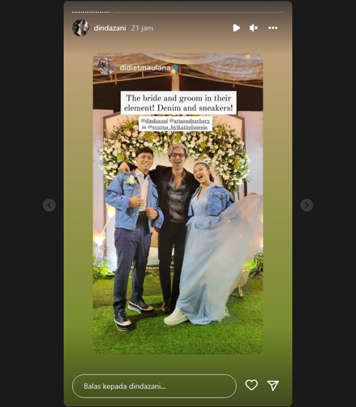 Unik Banget, Adinda Azani Pakai Kostum Denim dan Sneakers di Resepsi Pernikahan