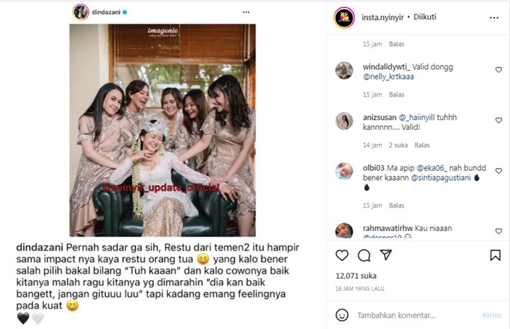 Pesan Adinda Azani Soal Pentingnya Dapat Restu dari Teman Dalam Memilih Suami Disebut Valid, Seperti Apa?
