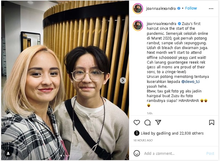 Joanna Alexandra Pamer Foto Putranya Potong Rambut Usai 2 Tahun, Hasilnya Mirip Raditya Oloan?