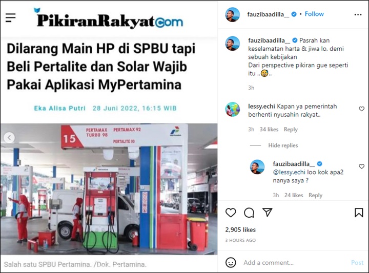 Sindir Pemerintah, Fauzi Baadilla Tunjukkan Bukti Nyata Bahayanya Beli BBM Pakai Aplikasi