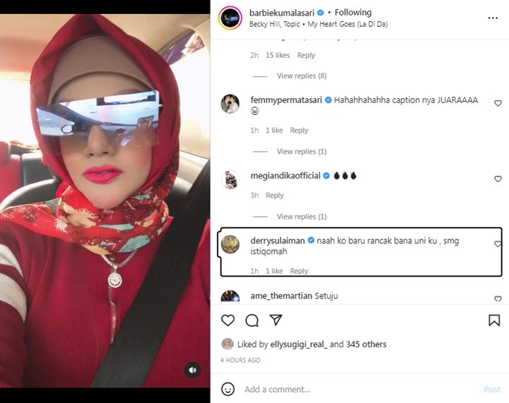 Barbie Kumalasari Kembali Pamer Penampilan Cetar Saat Berhijab, Ustaz Derry Sulaiman Tulis Doa Ini