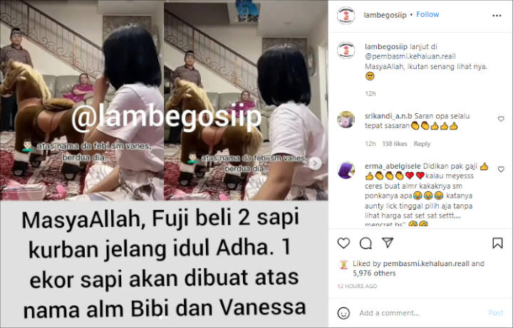 Fuji Siapkan Hewan Kurban Untuk Vanessa Angel-Bibi, Saran \'Nyes\' H. Faisal Jadi Sorotan