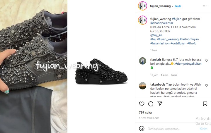 Positif Vibes, Fuji Terharu Dihadiahi Thariq Halilintar Sepatu Bertabur Kristal