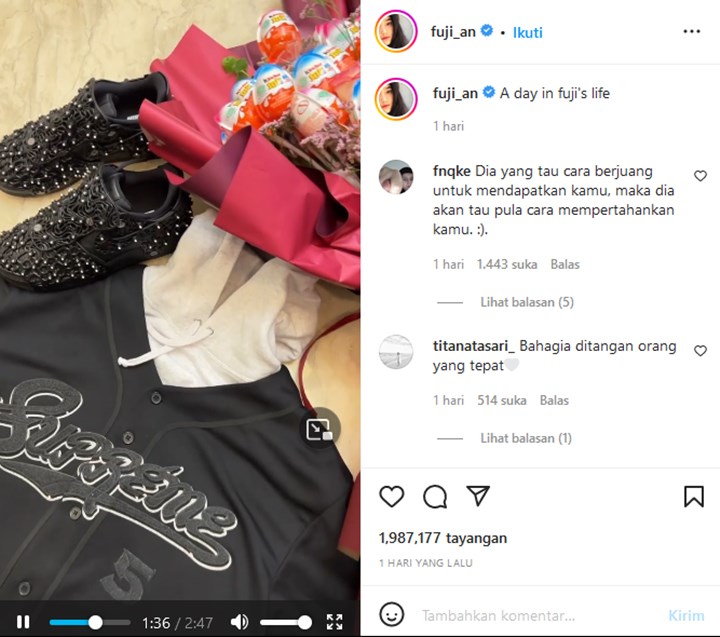 Positif Vibes, Fuji Terharu Dihadiahi Thariq Halilintar Sepatu Bertabur Kristal