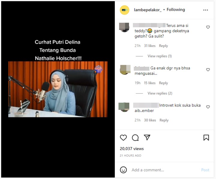 Akui Introvert dan Sulit Dekat ke Nathalie Holscher, Putri Delina Malah Kena Sentil Soal Cepat Akrab dengan Teddy Pardiyana