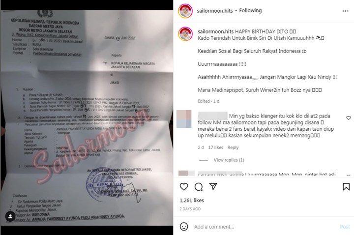  Nindy Ayunda Dipolisikan, Beredar Surat Kasus Dugaan Penyekapan Naik Tahap Penyidikan