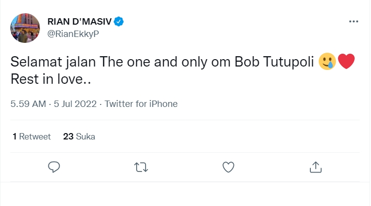 Ikut Rasakan Duka Mendalam, Rian D\'Masiv Mainkan Lagu Bob Tutupoly di LP Player