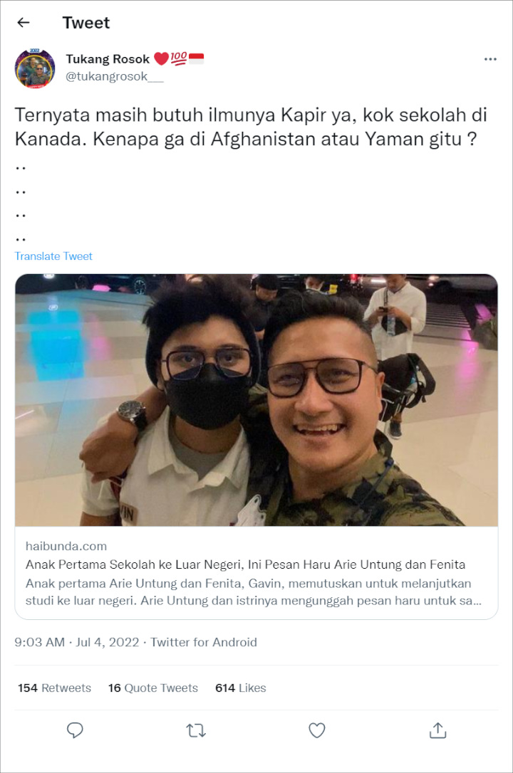 Sekolahkan Anak ke Kanada, Arie Untung Malah Banjir Hujatan Cuma Gara-gara Ini