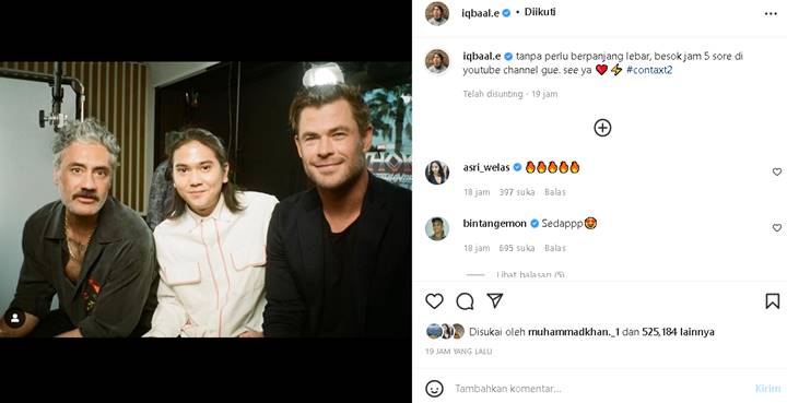 Iqbaal Ramadhan ‘Mejeng’ Bareng Chris Hemsworth dan Taika Waititi, Auto Digeruduk Centang Biru