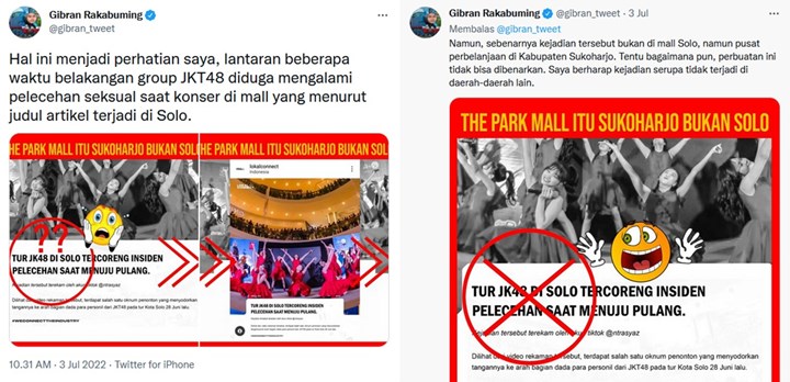 Ogah Disalahkan, Gibran Rakabuming Walkot Solo Klarifikasi Soal Pelecehan yang Dialami JKT48
