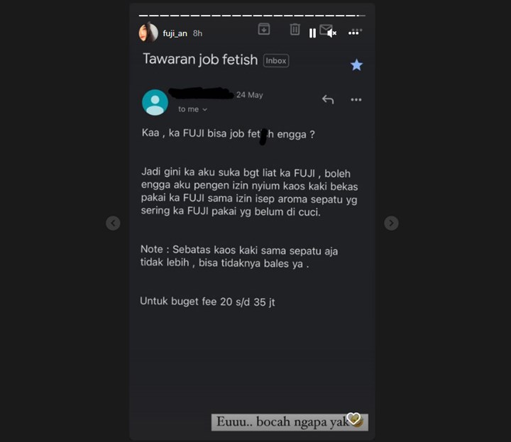 Fuji Dapat Tawaran Job Fetish dengan Fee Rp 35 Juta, Begini Reaksinya