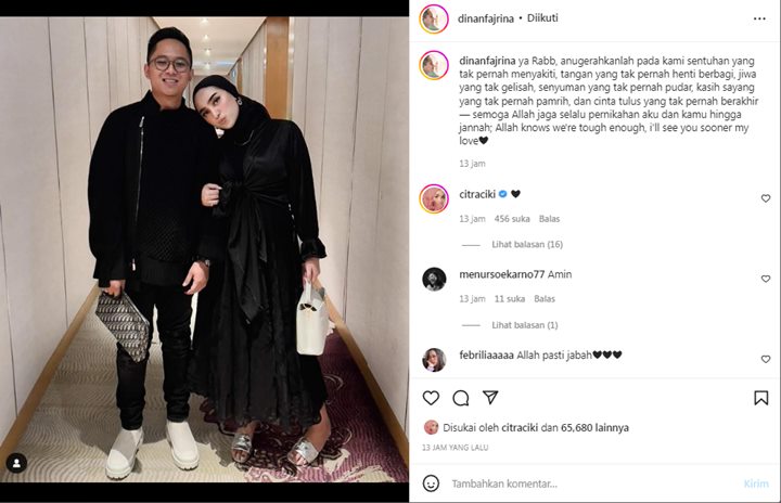 Istri Doni Salmanan Tulis Doa Untuk Nasib Pernikahannya, Dukungan dari Citra Kirana Jadi Sorotan