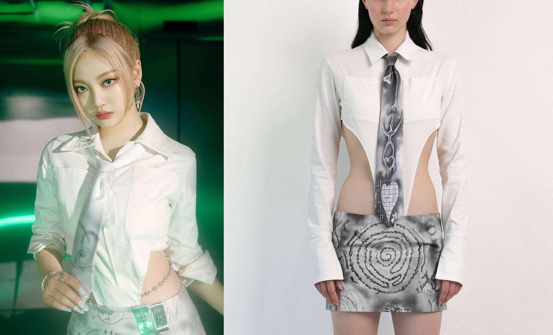 Ningning aespa mengenakan outfit underboobs di MV \