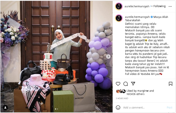 Aurel Hermansyah Pamer Sederet Kado Mewah dari Atta Halilintar, Hadiah Ini Paling Diimpikan