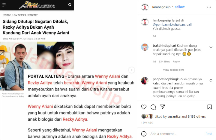 Rezky Aditya dan Citra Kirana Pamer Kebahagiaan, Wenny Ariani Klarifikasi Kalah Gugatan-Topik Pagi