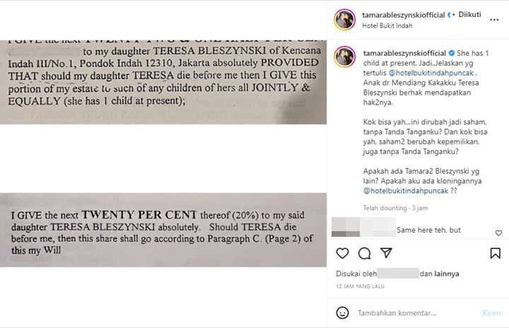 Dijahati Oknum, Tamara Bleszynski Unggah Bukti Hak Suami Kimberly Ryder yang Dirampas