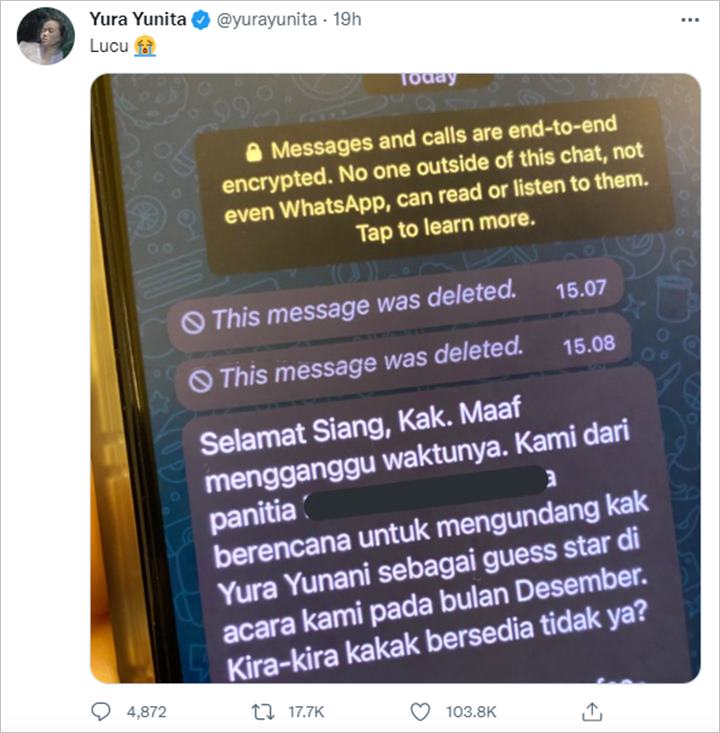 Yura Yunita Bongkar Isi Undangan Lucu, Nama Salah Disebut Yura Yunani Sampai Trending