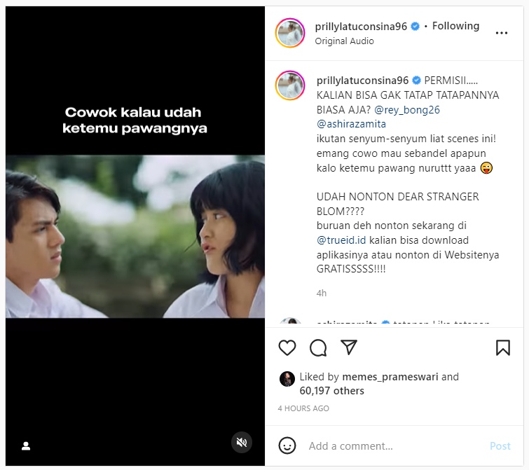 Prilly Latuconsina Malah \'Protes\' Lihat Rey Bong dan Ashira Zamita Tatap-tatapan di \'Dear Stranger\'