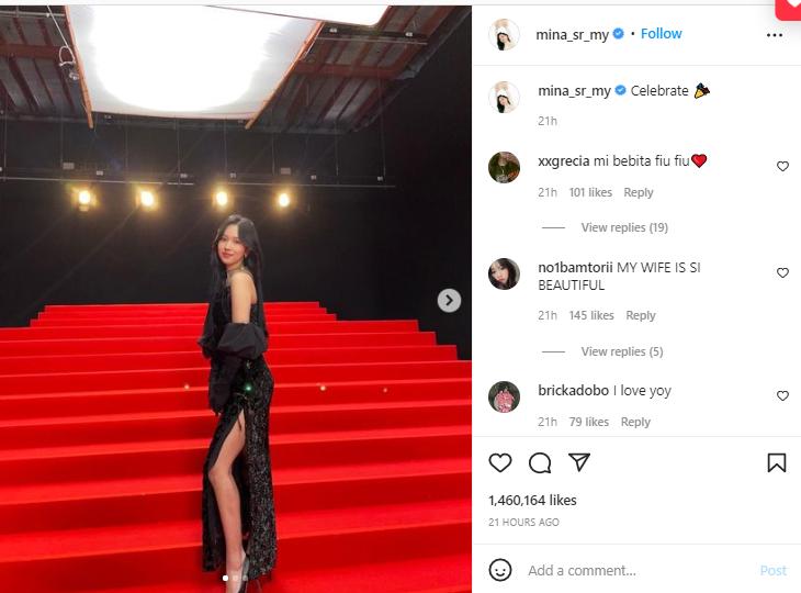 Mina Twice Tampil Glamor dengan Gaun Hitam di Red Carpet Bikin Fans Langsung Kesensem