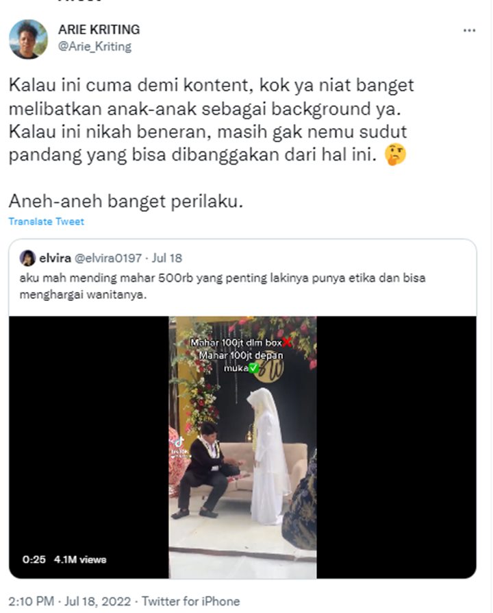Arie Kriting Beri Komentar Pedas Soal Video Viral Pria Lempar Mahar Rp100 Juta Ke Pengantin Wanita