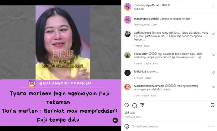 Tiara Marleen Akui Sempat Ingin Biayai dan Produseri Fuji Rekaman, Untuk Pansos?