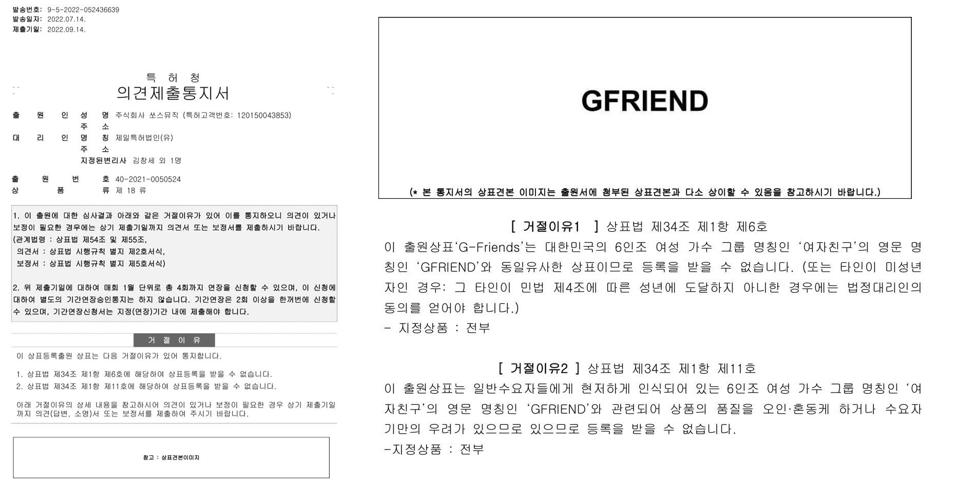 Hak paten nama GFRIEND ditolak