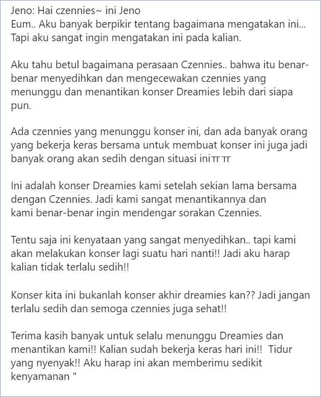 Nyesek Jamaah, Member NCT Dream Kompak Tulis Pesan Panjang Lebar usai