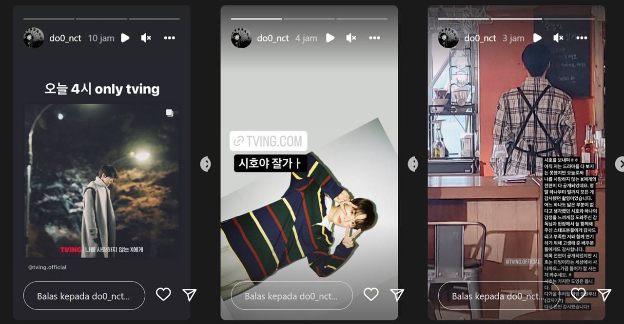 Instagram Story Doyoung NCT di hari terakhir \