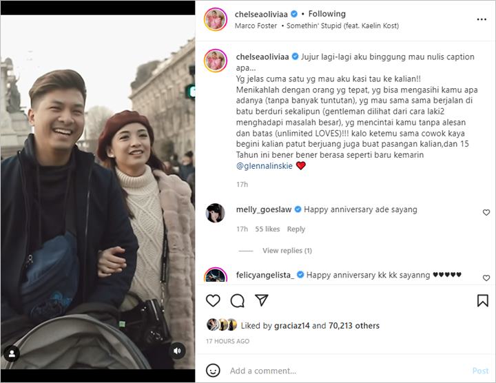 So Sweet, Intip Romantisnya Chelsea Olivia dan Glenn Alinskie Peringati 15 Tahun Bersama