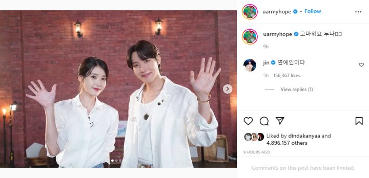J-Hope BTS Panggil IU \'Nuna\', Komentar Jin Bikin Heboh