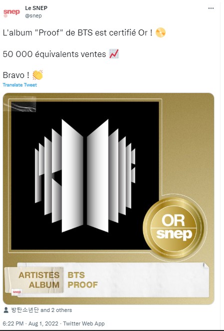 \'Proof\' Sukses Jadi Album BTS Ke-5 Dapatkan Sertifikasi Emas di Paris