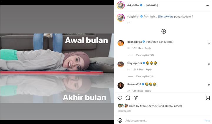 Rizky Billar Tanggapi Kocak Video Viral Bayangan Ekspresi ‘Beda’ Lesti Kejora Saat Dipijat Kretek