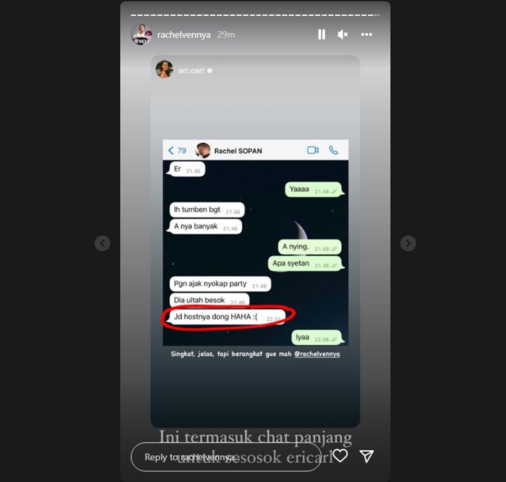 Erika Carlina Bongkar Isi Chat dengan Rachel Vennya, Nama Kontak Bikin Salfok