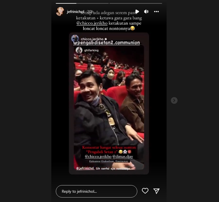 Jefri Nichol Beber Kelakuan Tak Terduga Chico Jericho Saat Ketakutan Nonton \'Pengabdi Setan 2: Communion\'