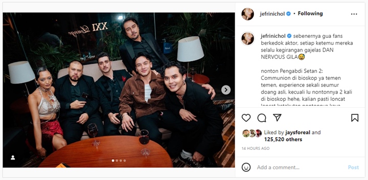 Jefri Nichol Beber Kelakuan Tak Terduga Chico Jericho Saat Nonton \'Pengabdi Setan 2: Communion\'