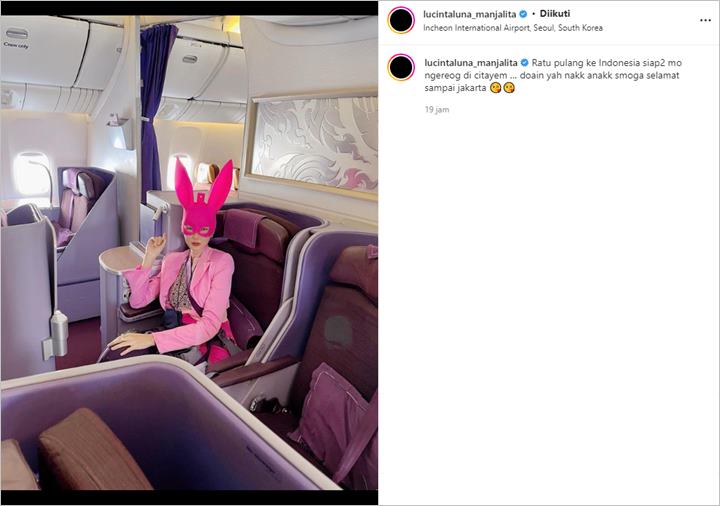 Lucinta Luna Kabarkan Pulang ke Indonesia, Pamer Dandanan Ngejreng di Pesawat