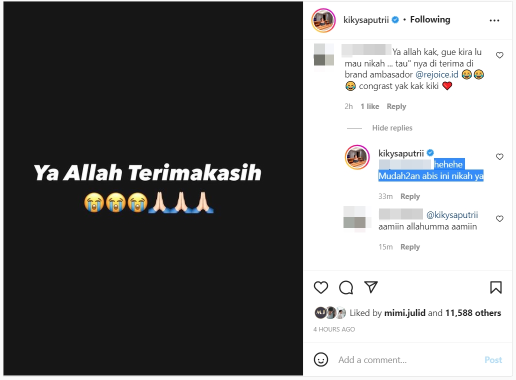 Kiky Saputri Ucap Syukur Singgung Soal Candaan Baik yang Terkabulkan, Apa?