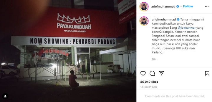 Demam \'Pengabdi Setan 2: Communion\', Arief Muhammad Ubah Warung Nasi Padangnya Jadi Begini