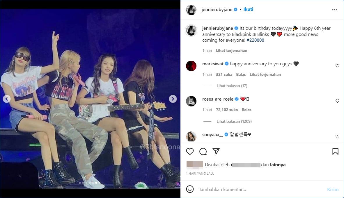 Jennie membagikan post diduga dari fans BTS