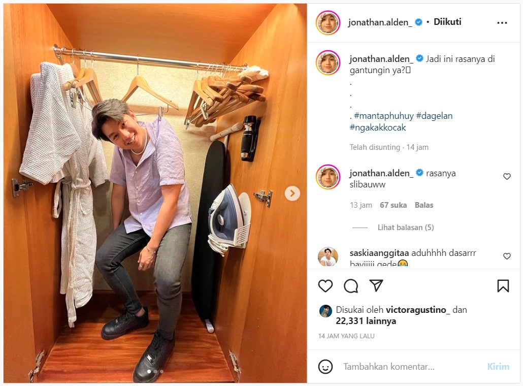 Jonathan Alden Unggah Foto Anti Mainstream Seraya Curhat Rasanya \'Digantungin\'