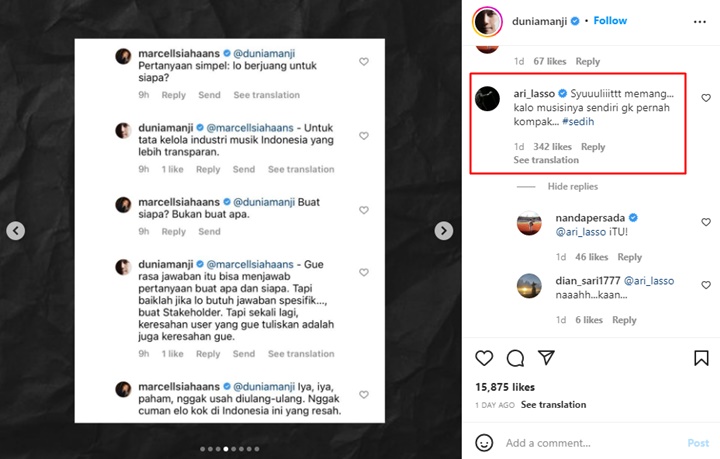 Komentar Nyelekit Ari Lasso Soal Anji dan Marcell Siahaan yang Debat Sengit di Medsos