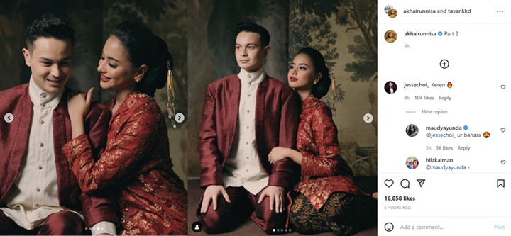 Jesse Choi Terpana, Adik Maudy Ayunda dan Calon Suami Serba Merah di Foto Prewedding Kedua