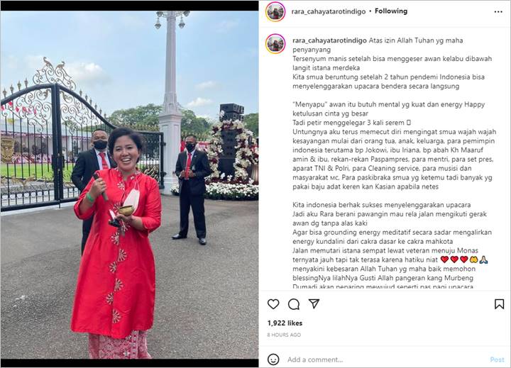 Rara Pawang Hujan Semringah Usai ‘Sapu’ Awan Kelabu di Istana Merdeka: Petir Menggelegar 3 Kali