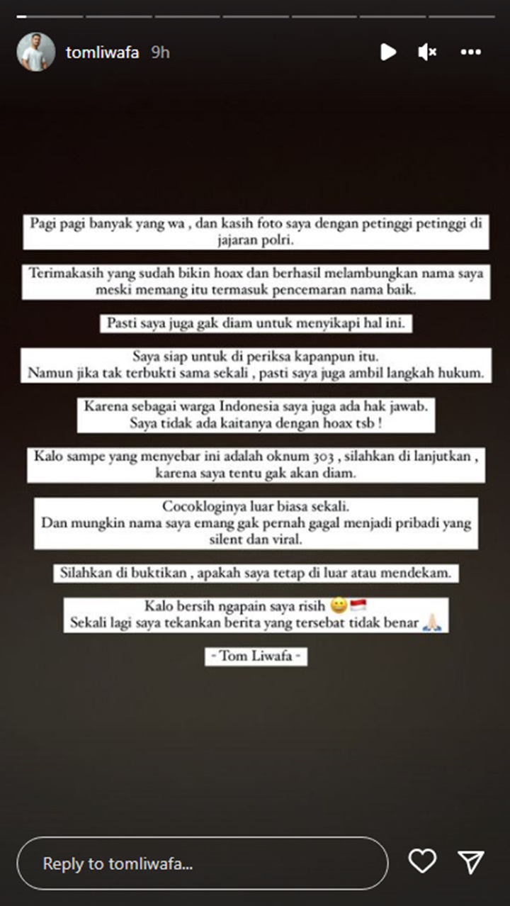Tom Liwafa Meradang Dituding Jadi Komplotan Ferdy Sambo dalam Kasus Dugaan Judi Online