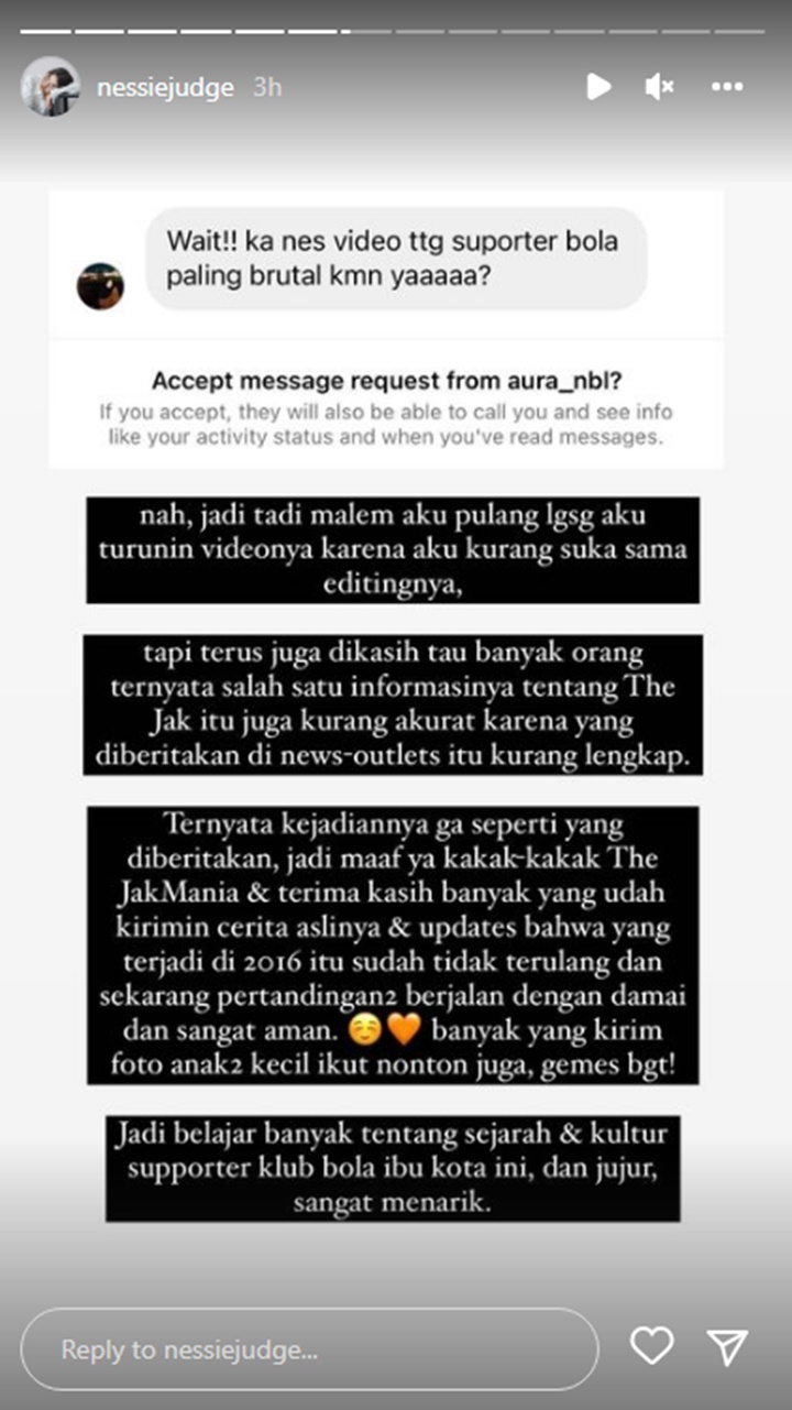 Nessie Judge Santuy Diserbu Fans Persija, Ternyata Penyebabnya Gegara Konten